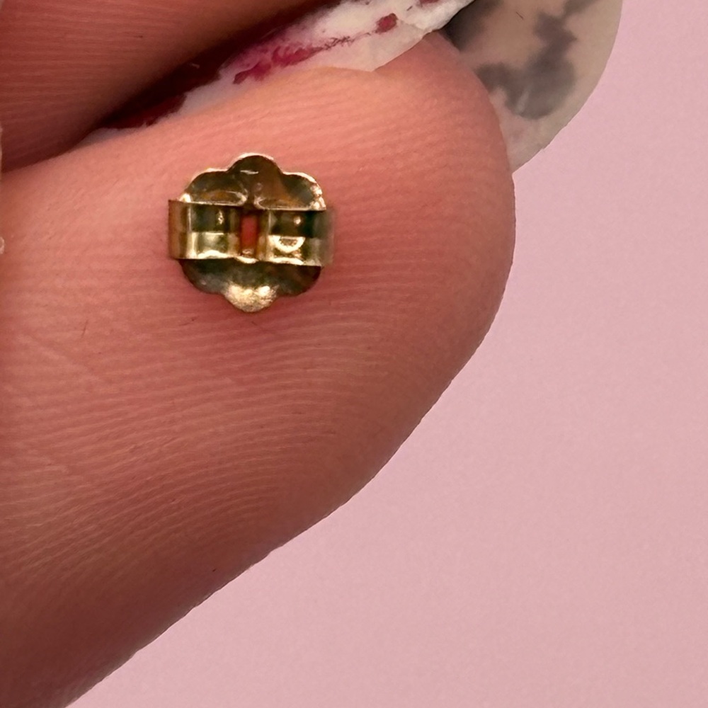 Beautiful 10K Gold Genuine Sapphire and Diamond Chip Teardrop Stud Earrings - Picture 9 of 11